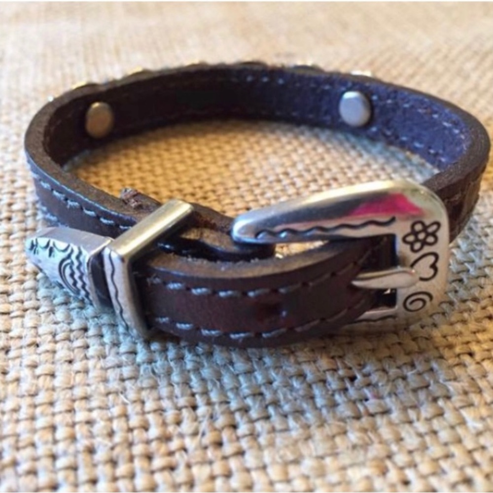 NEW! Brighten Leather Bracelet with Silver Embellishments. “Harmony” Brown. - Picture 2 of 9